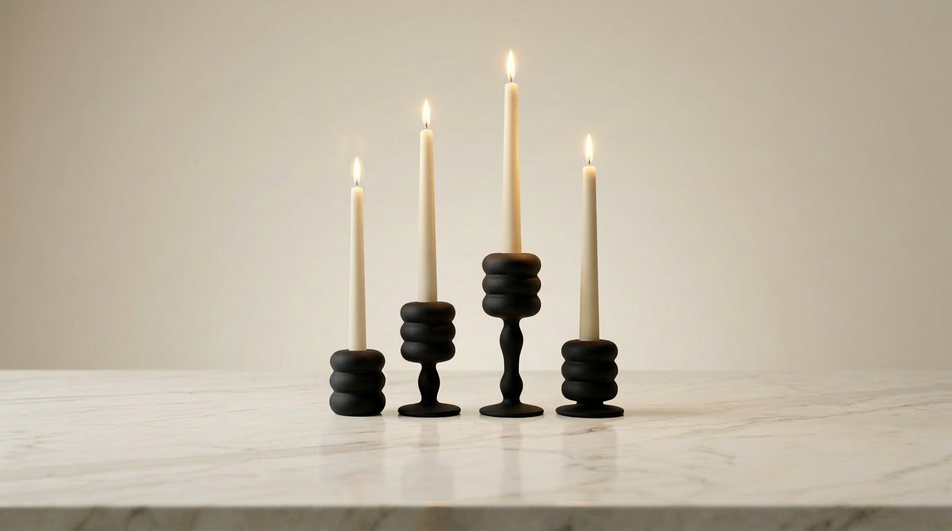 Flamella Alba – 4-Piece Candle Holder Set