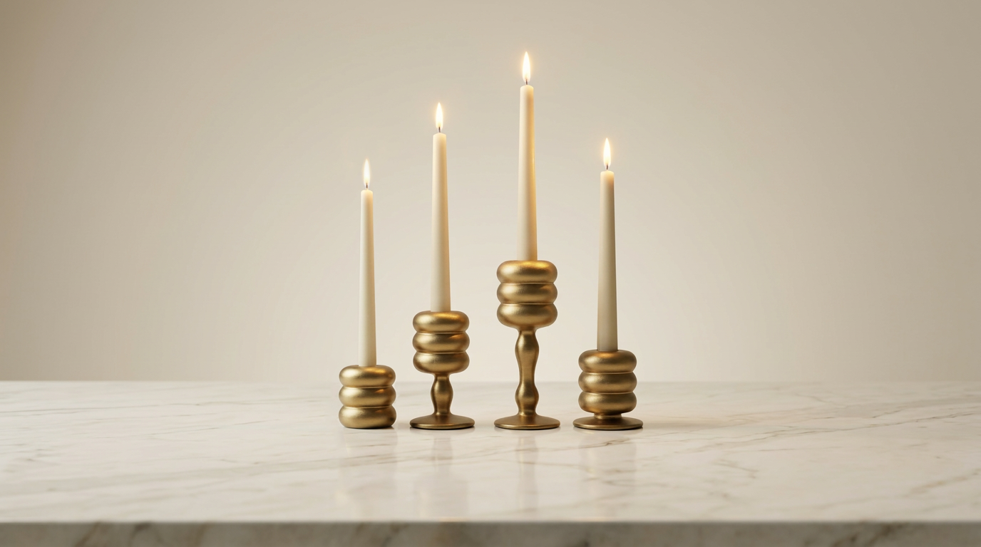 Flamella Alba – 4-Piece Candle Holder Set