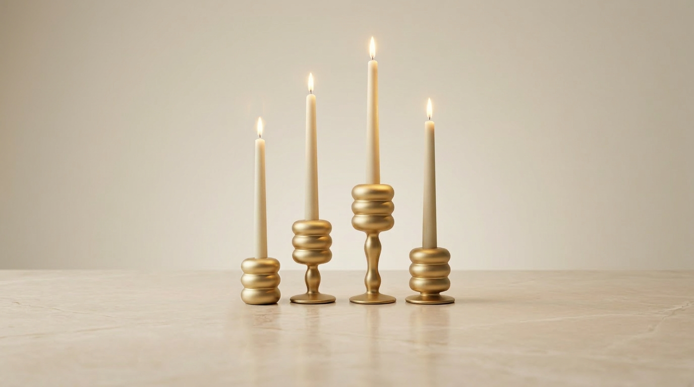 Flamella Alba – 4-Piece Candle Holder Set