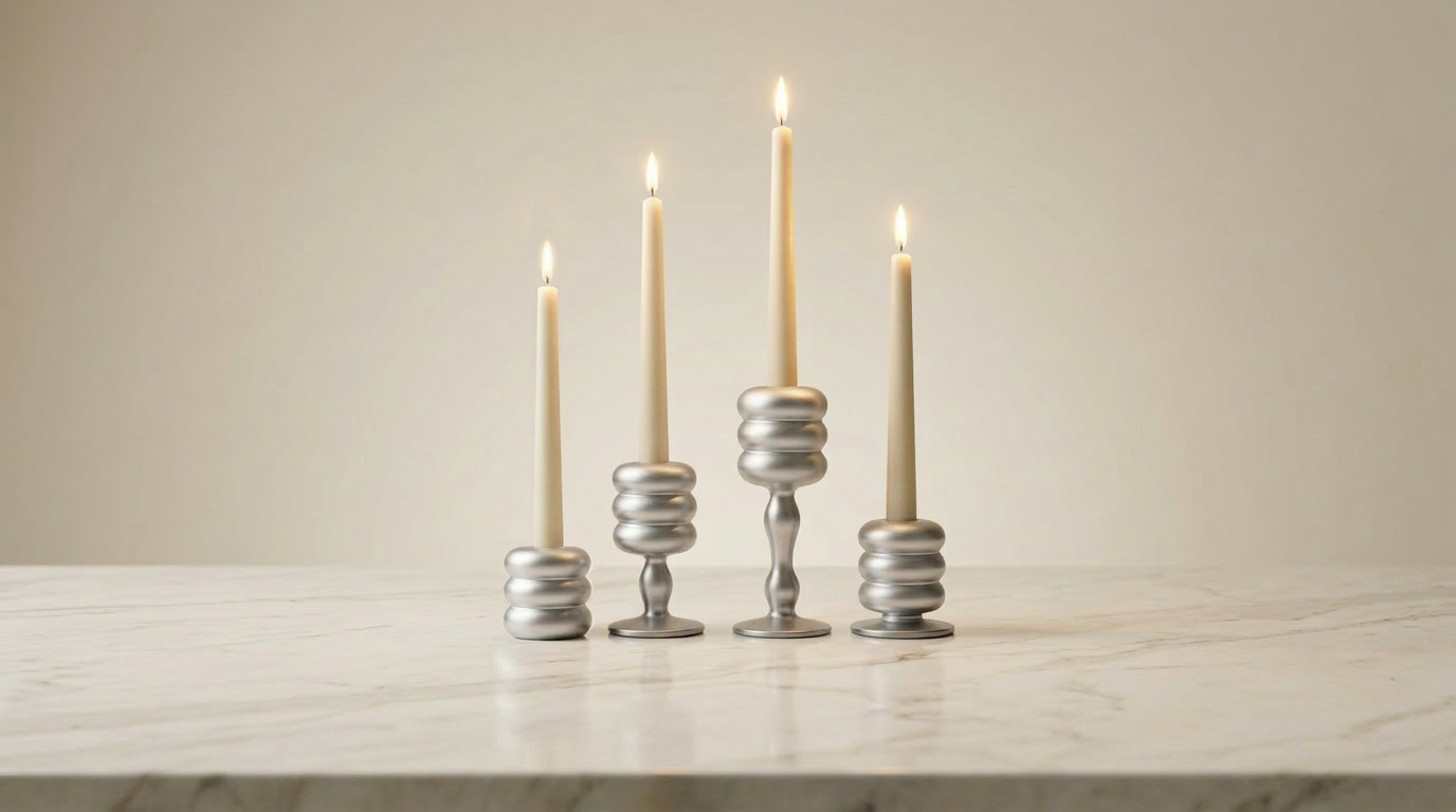 Flamella Alba – 4-Piece Candle Holder Set
