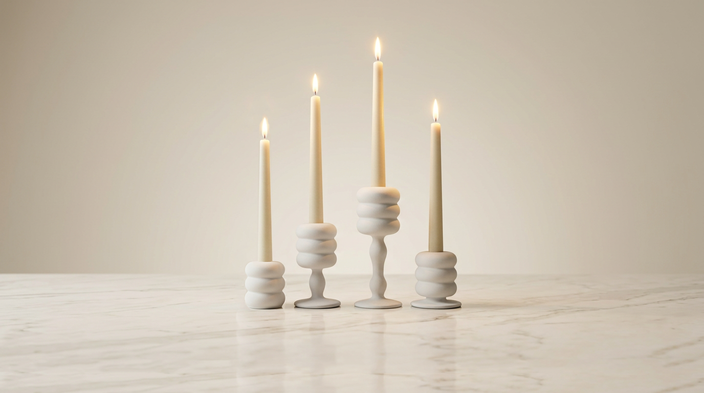 Flamella Alba – 4-Piece Candle Holder Set